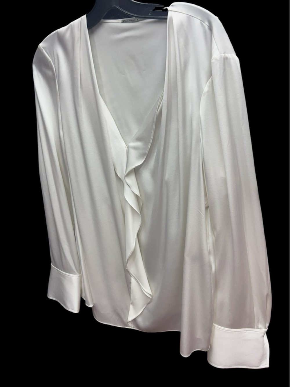 Elie Tahari Ivory Ruffle Front Silk Blouse